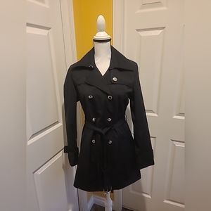 MICHAEL KORS BLACK BUTTON DOWN RAINCOAT,  SIZE S